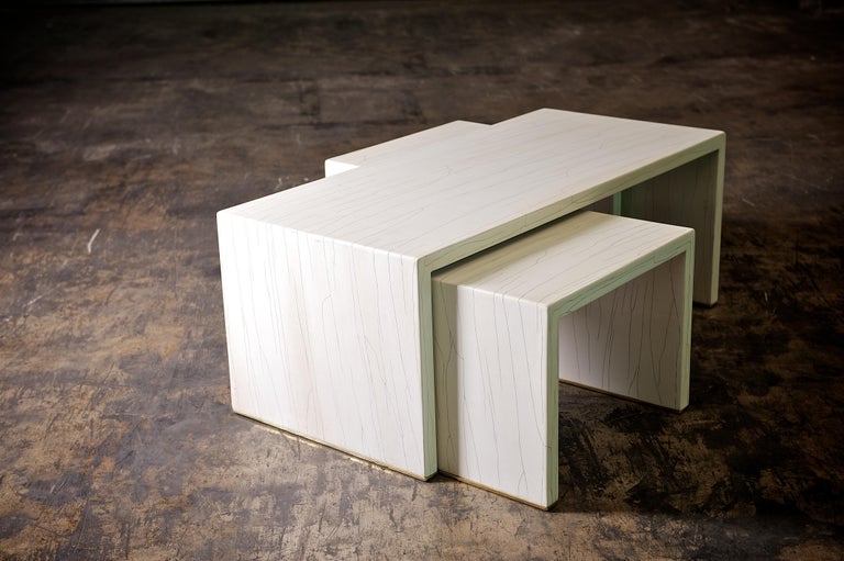 Ivory Gesso Nesting Coffee Table in White Finish by Elan Atelier at 1stDibs