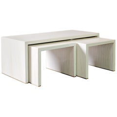 Ivory Gesso Nesting Coffee Table in White Finish by Elan Atelier