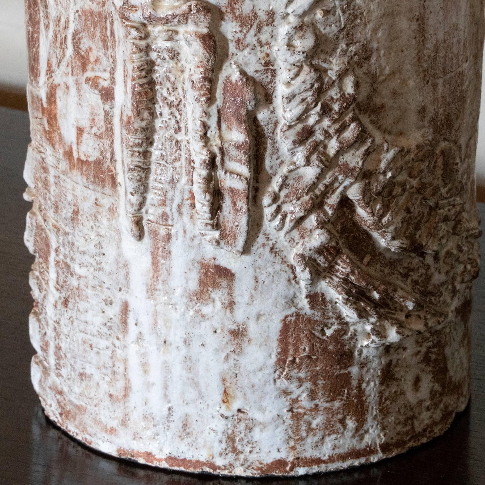 Ivory Glazed Ceramic Table Lamp, Belgium 1970s 9