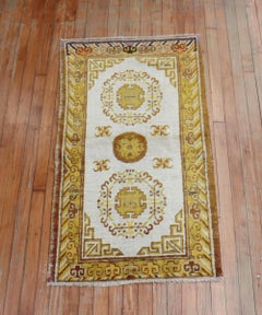 Ivory Gold Antique Khotan Scatter Rug