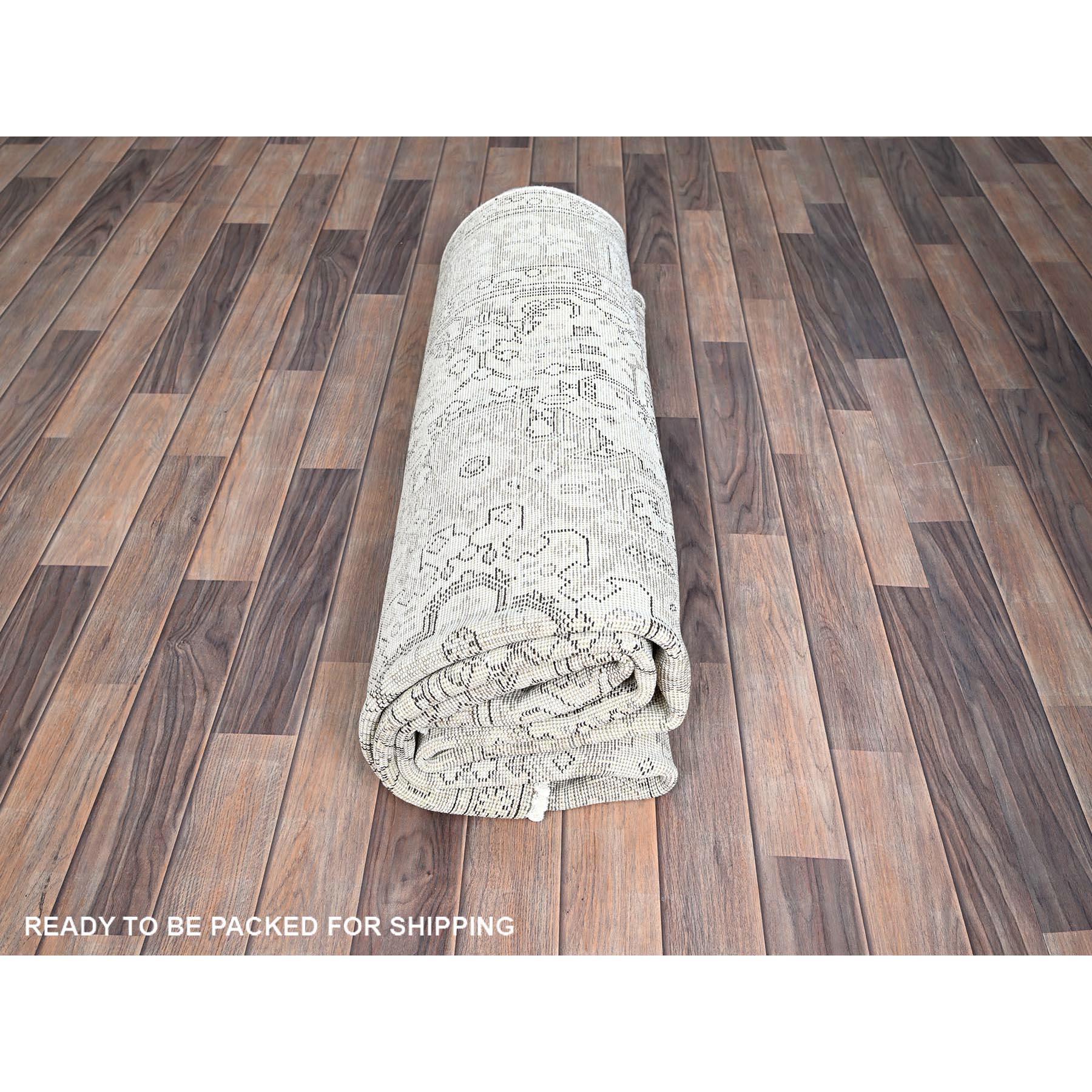 Elfenbein Good Cond Old Persian Tabriz Geometrischer Medaillon Abend Tragbarer sauberer Wollteppich im Angebot 3