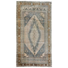 Ivory, Gray and Gold Handmade Wool Turkish Old Anatolian Konya Distressed Rug