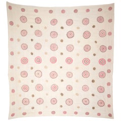 Ivory Ground Suzani from Samarkand Uzbekistan, Early 20th Century