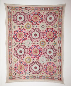 Ivory Ground Suzani from Uzbekistan, 1970s