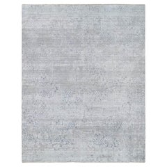 Alfombra gigante de lana y seda con diseño de damasco anudado a mano marfil 11'9" x 15'0"