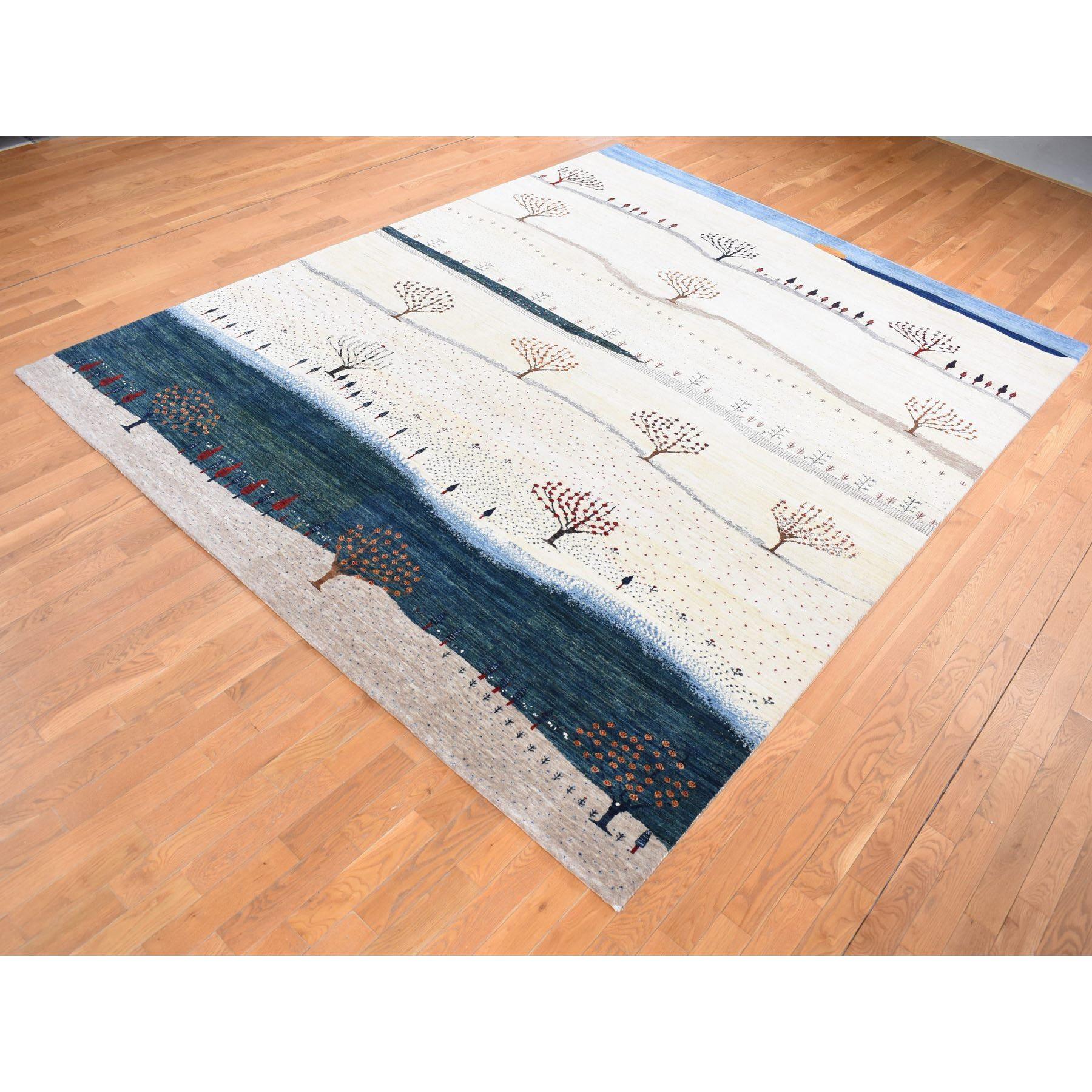Indian Ivory Hand Knotted Modern Design Soft and Plush Wool Oriental Rug 9'0