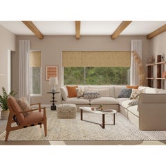 Ivory Hand Knotted Modern Roman Key Design Silk with Wool Rug 9'10" x 14'1"