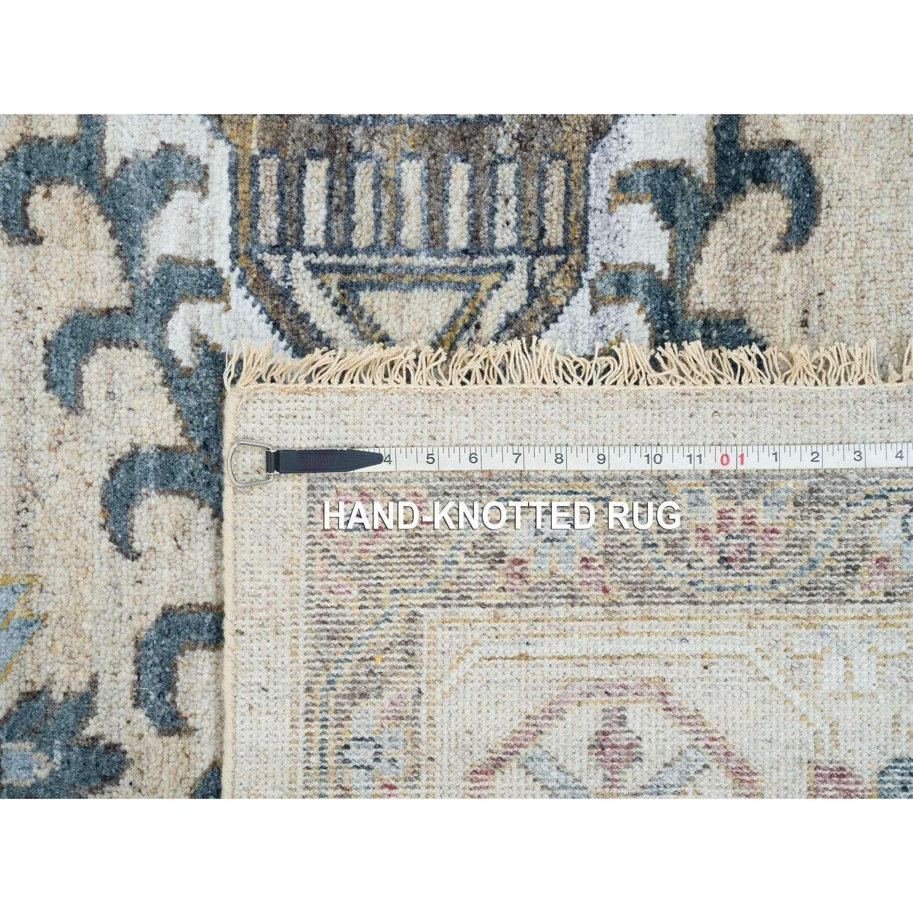 Elfenbeinfarbener handgeknüpfter, neu interpretierter, Viss Design 100% Wolle Orientalischer Teppich 10'0