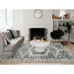 Ivory Hand Knotted Reimagined Viss Design 100% Wool Oriental Rug 10'0" x 14'0"