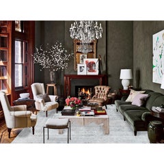 Handgeknüpfter, dünner Vintage-Wollteppich im Distressed-Look aus persischem Täbris in Elfenbein, handgeknüpft