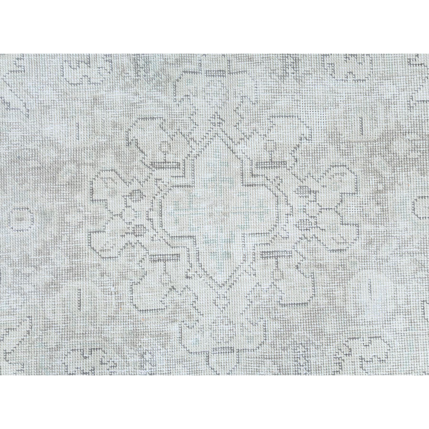 Ivory Hand Knotted Vintage Persian Tabriz Worn Wool Distressed Look Rug For Sale 4