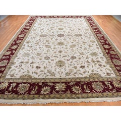 Ivory Hand Knotted Wool and Silk Rajasthan Design Oversized Rug 12'0" x 18'2"