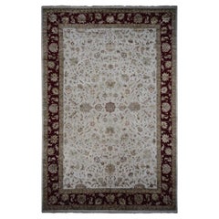 Ivory Hand Knotted Wool and Silk Rajasthan Design Oversized Rug 12'0" x 18'2"