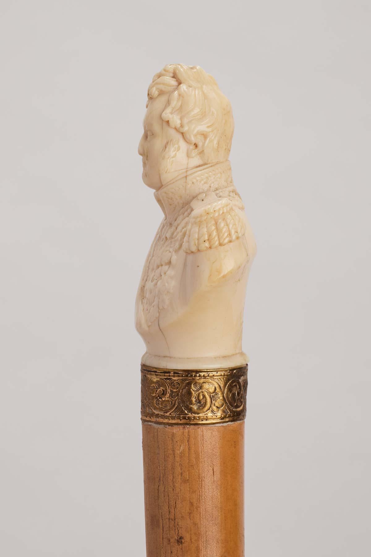 Ivory handle walking stick, depicting a portrait of Louis Philippe, France 1870. For Sale 1