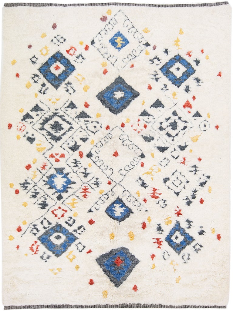 Ivory Rug Handmade Ivory Handmade Moroccan Style Wool Rug In A Modern Tribal Design For ...