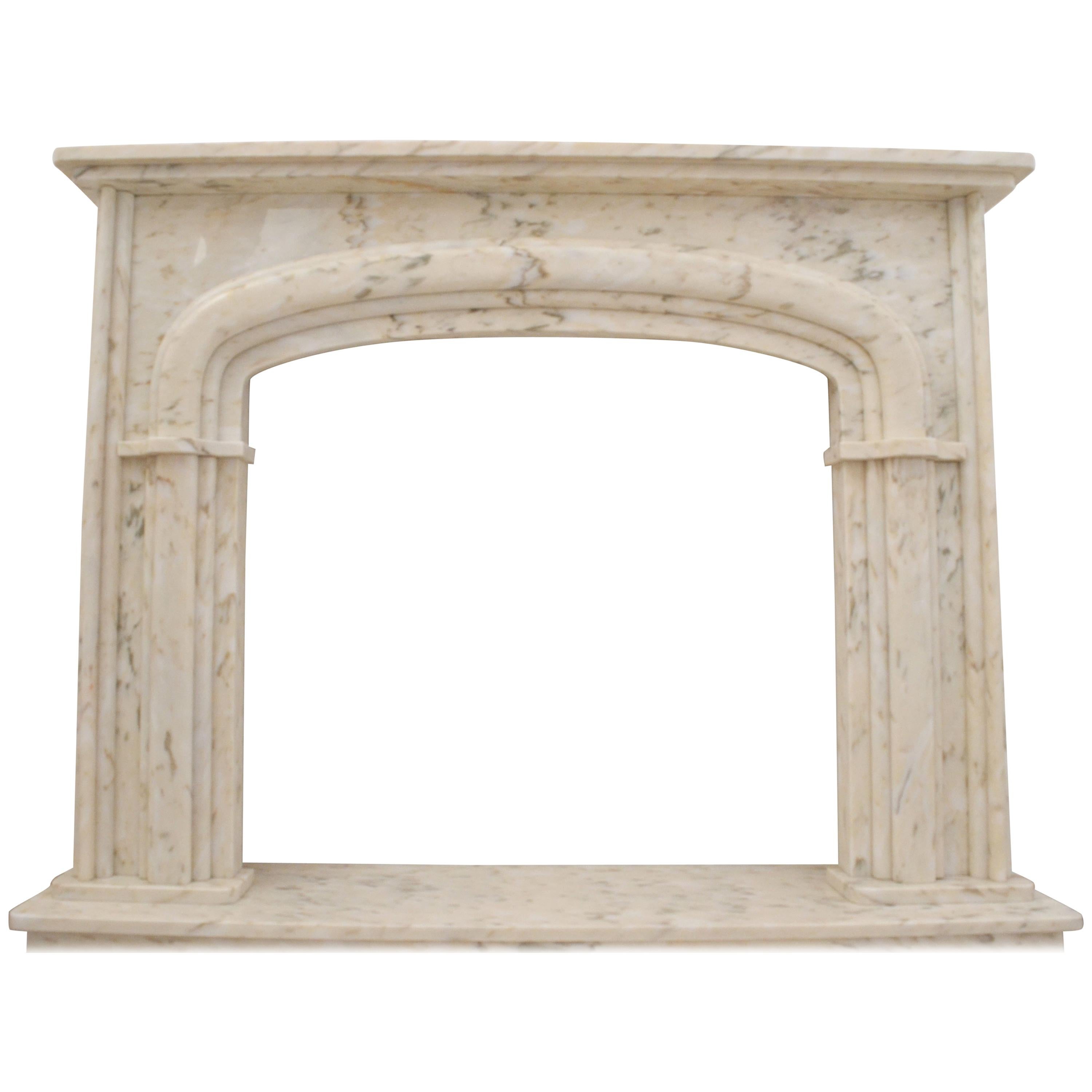 Ivory Italian Marble Fireplace Surround / Mantel by Element&Co For Sale
