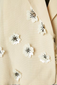 Ivory jacket with PVC and rhinestone flowers application Lanvin by Alber Elbaz