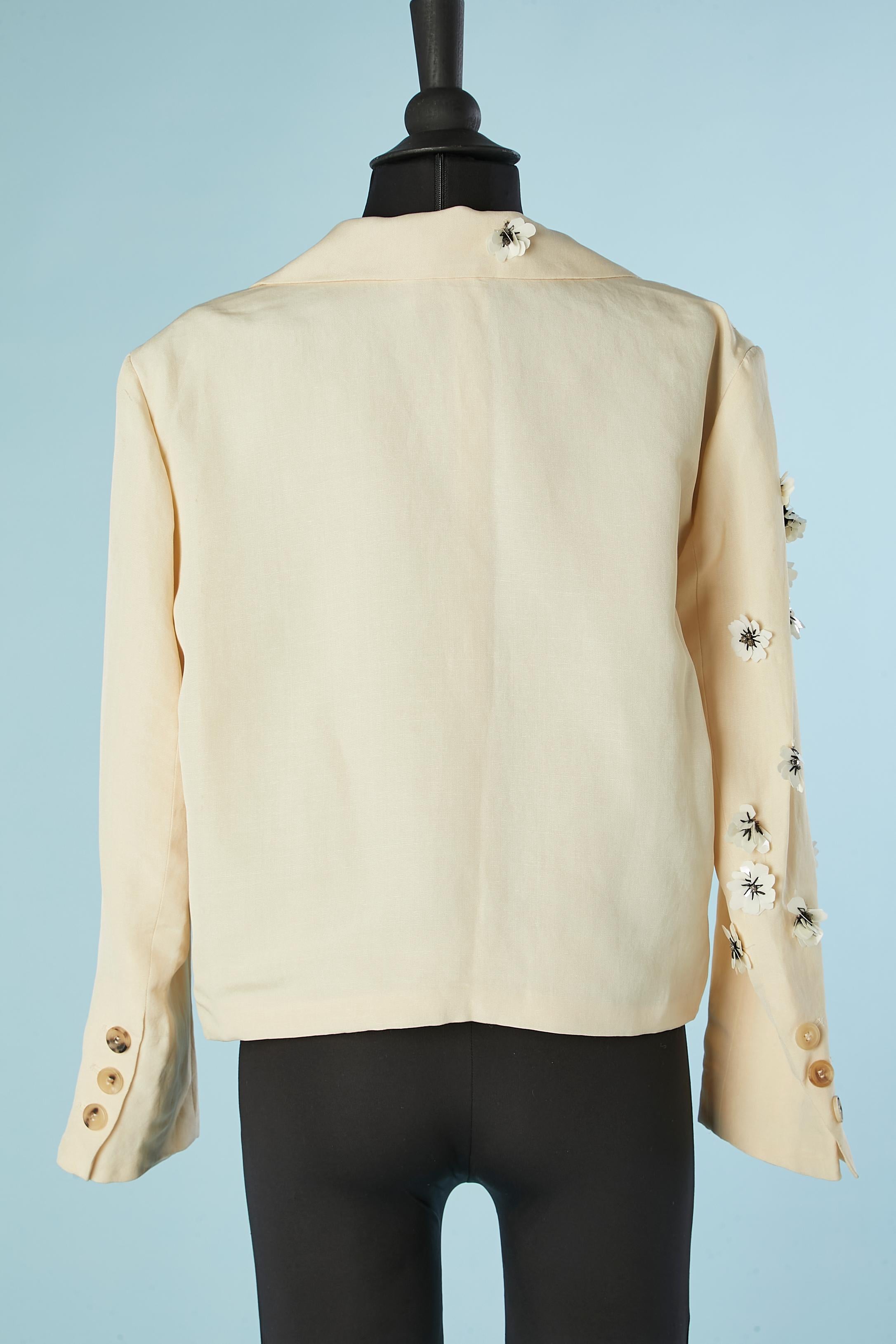 Women's Ivory jacket with PVC and rhinestone flowers application Lanvin by Alber Elbaz 