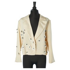 Giacca avorio con applicazione di fiori in PVC e strass Lanvin by Alber Elbaz