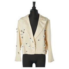 Elfenbeinfarbene Jacke aus PVC mit Strassblumen-Applikation Lanvin von Alber Elbaz 