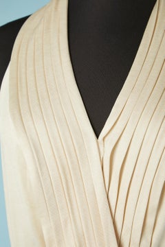 Ivory jersey backless cocktail dress with silver sequin belt Roberto Cavalli