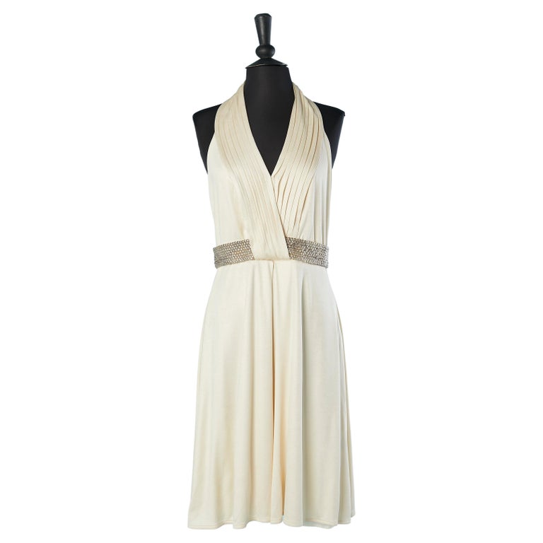 Ivory jersey backless cocktail dress with silver sequin belt Roberto Cavalli For Sale at 1stDibs Ivory jersey backless cocktail dress with silver sequin belt Roberto Cavalli For Sale at 1stDibs