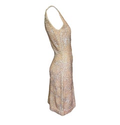 Ivory Knit Body Con Dress with Iridescent Sequins, 1960s