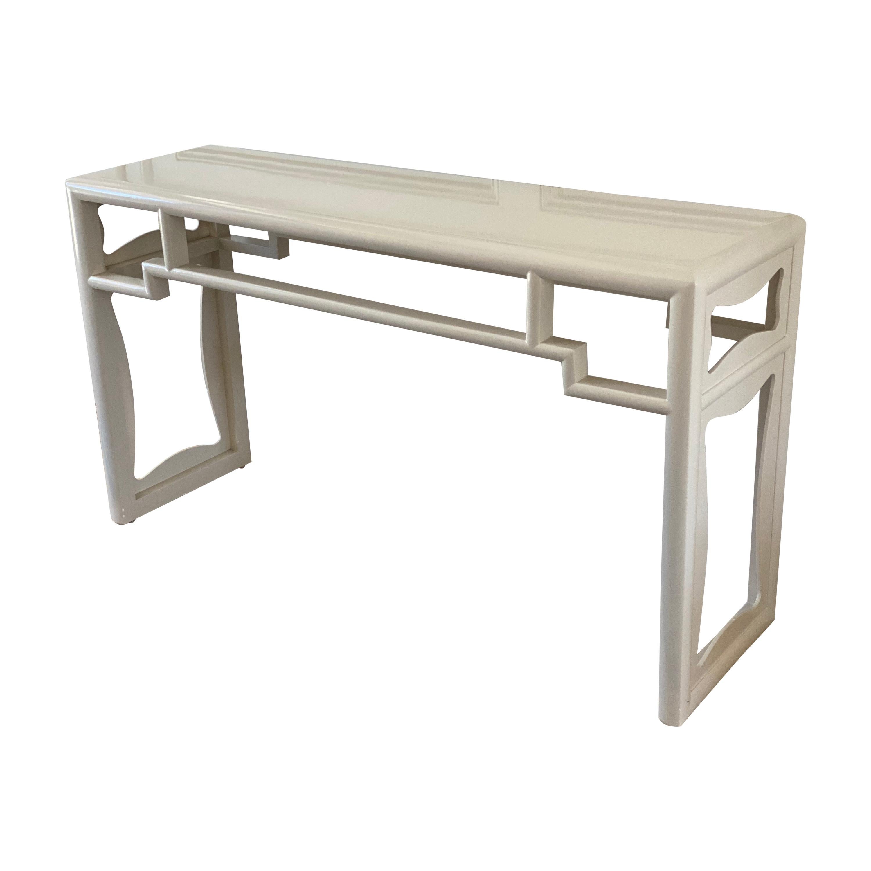 Ivory Lacquered Chinese Chippendale Style Console Table
