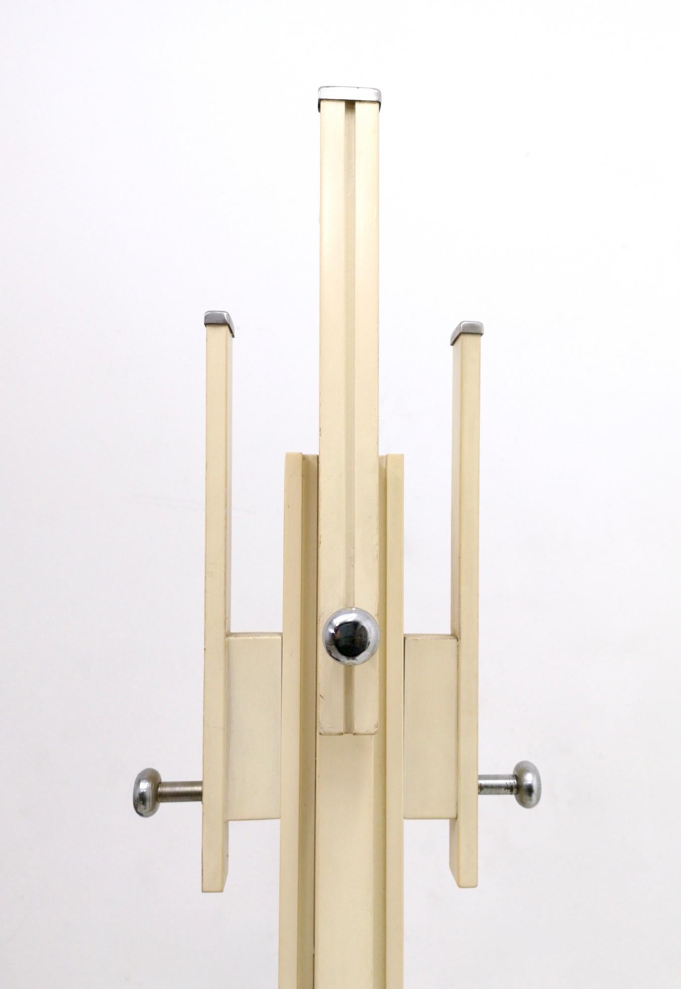 Nickel Ivory Lacquered Wood Coat Rack by Carlo de Carli for Fiarm, Italy, 1960s-1970s