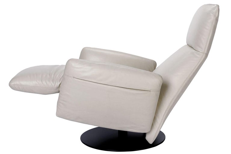 Ivory Leather Recliner Lounge Chair, Ivory Leather Recliner
