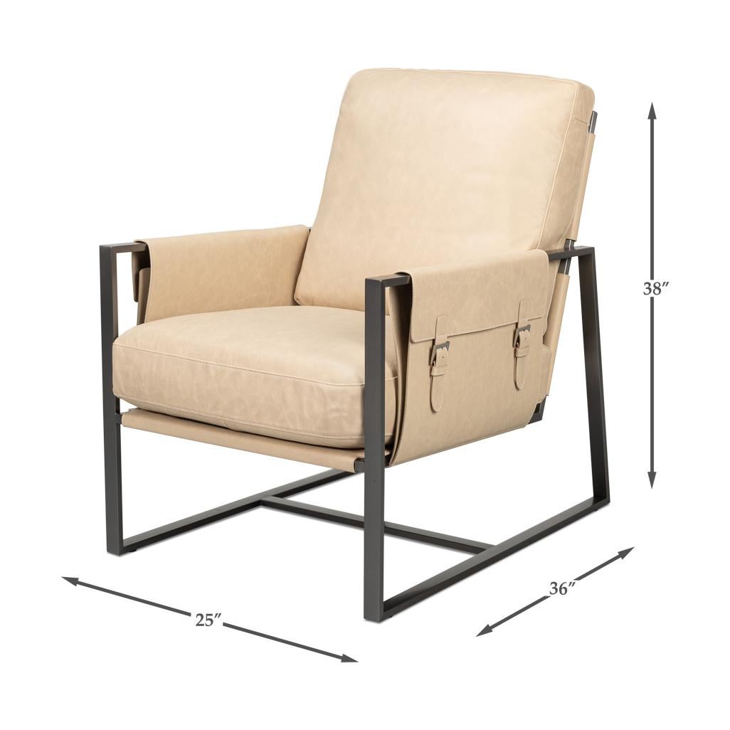 Chaise d'appoint en cuir ivoire en vente 3