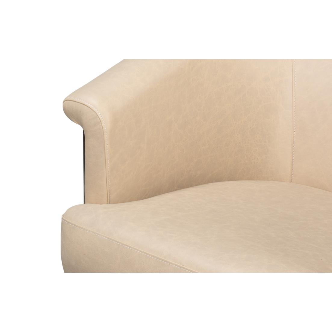 Ivory Leather Tub Chair For Sale 3