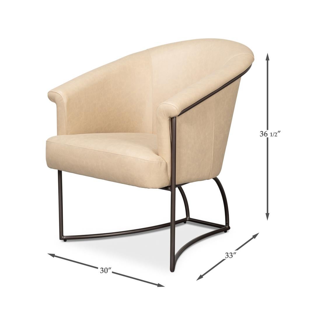 Ivory Leather Tub Chair For Sale 4