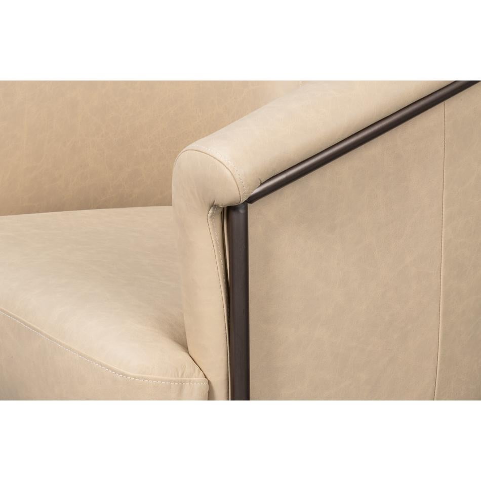 Contemporary Ivory Leather Tub Chair For Sale