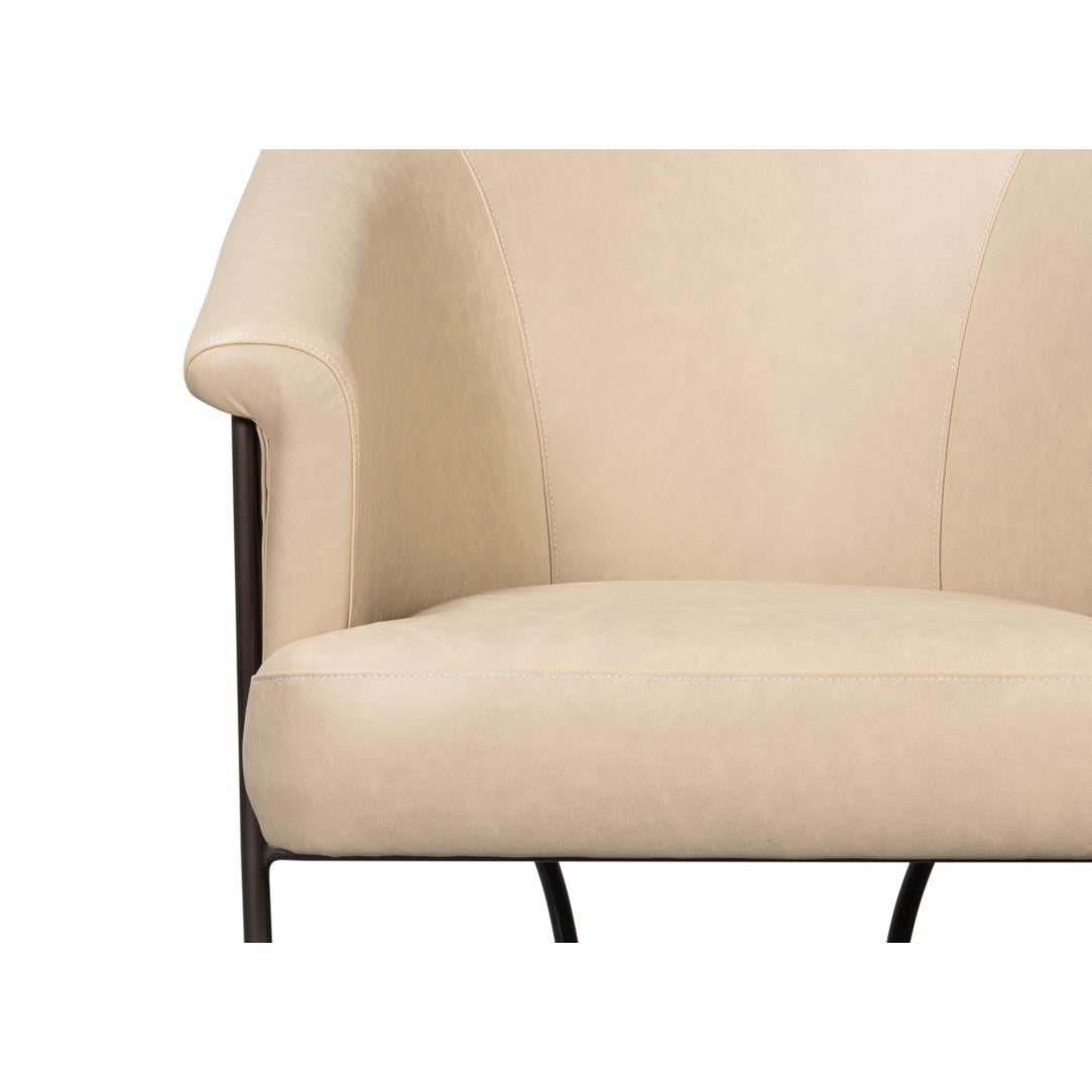 Ivory Leather Tub Chair For Sale 1
