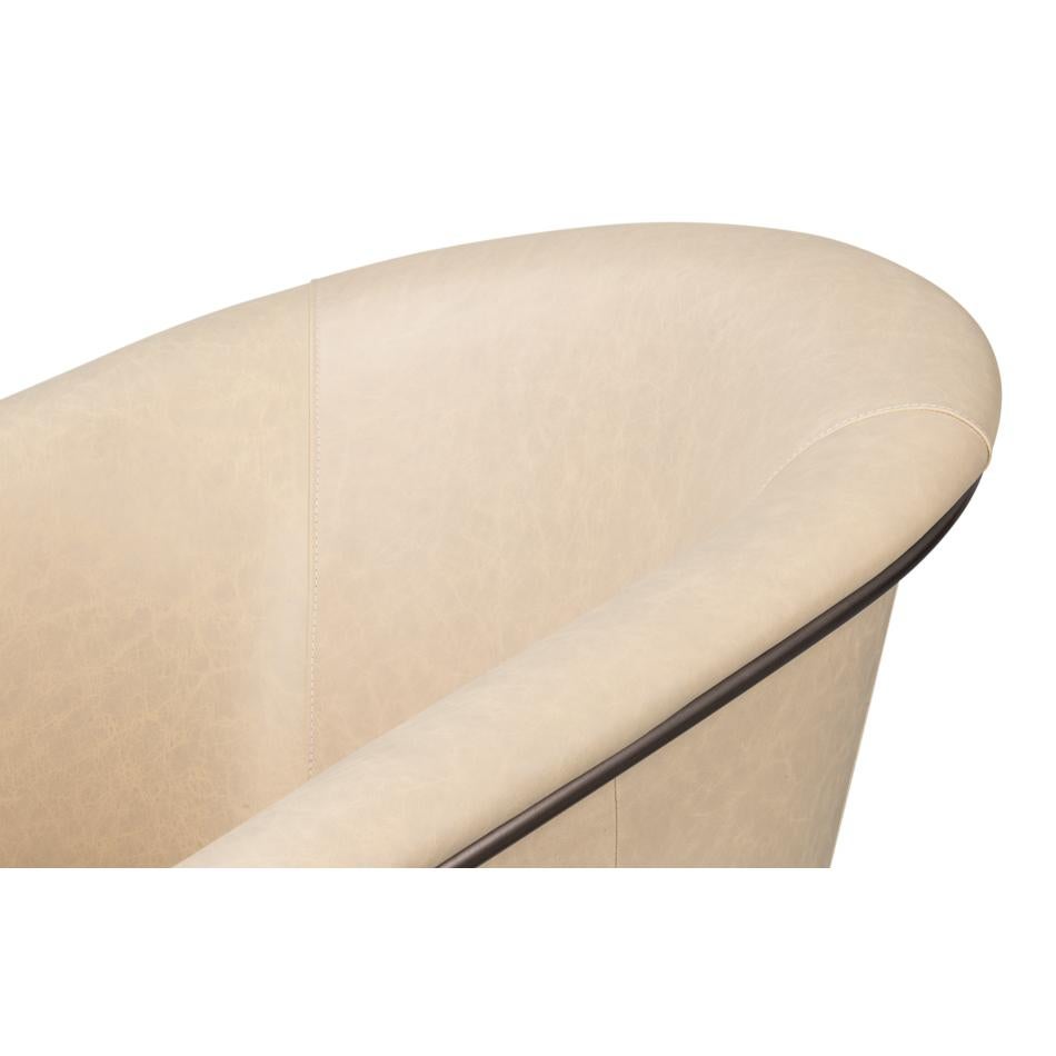 Ivory Leather Tub Chair For Sale 2