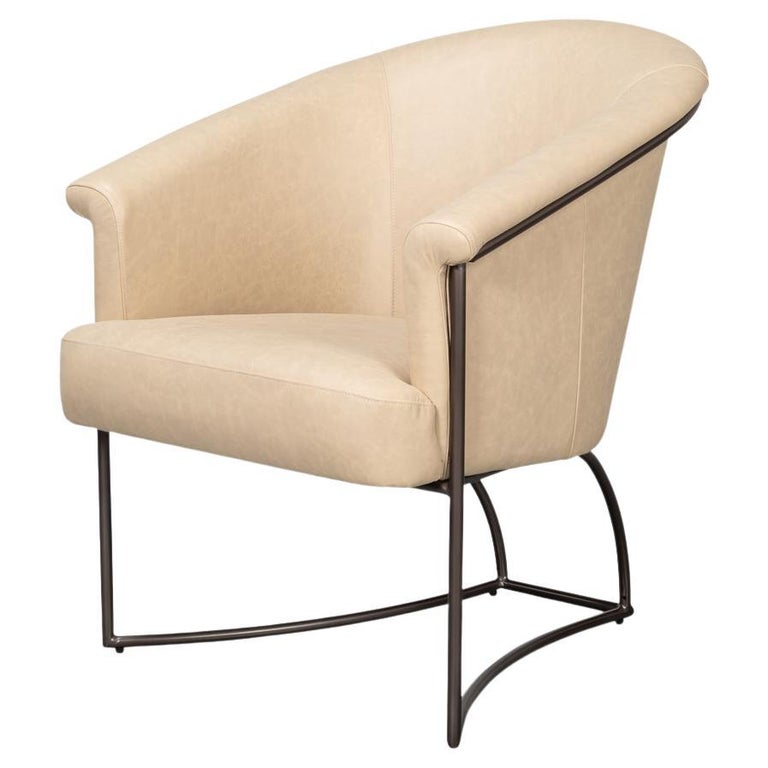 Ivory Leather Tub Chair For Sale at 1stDibs