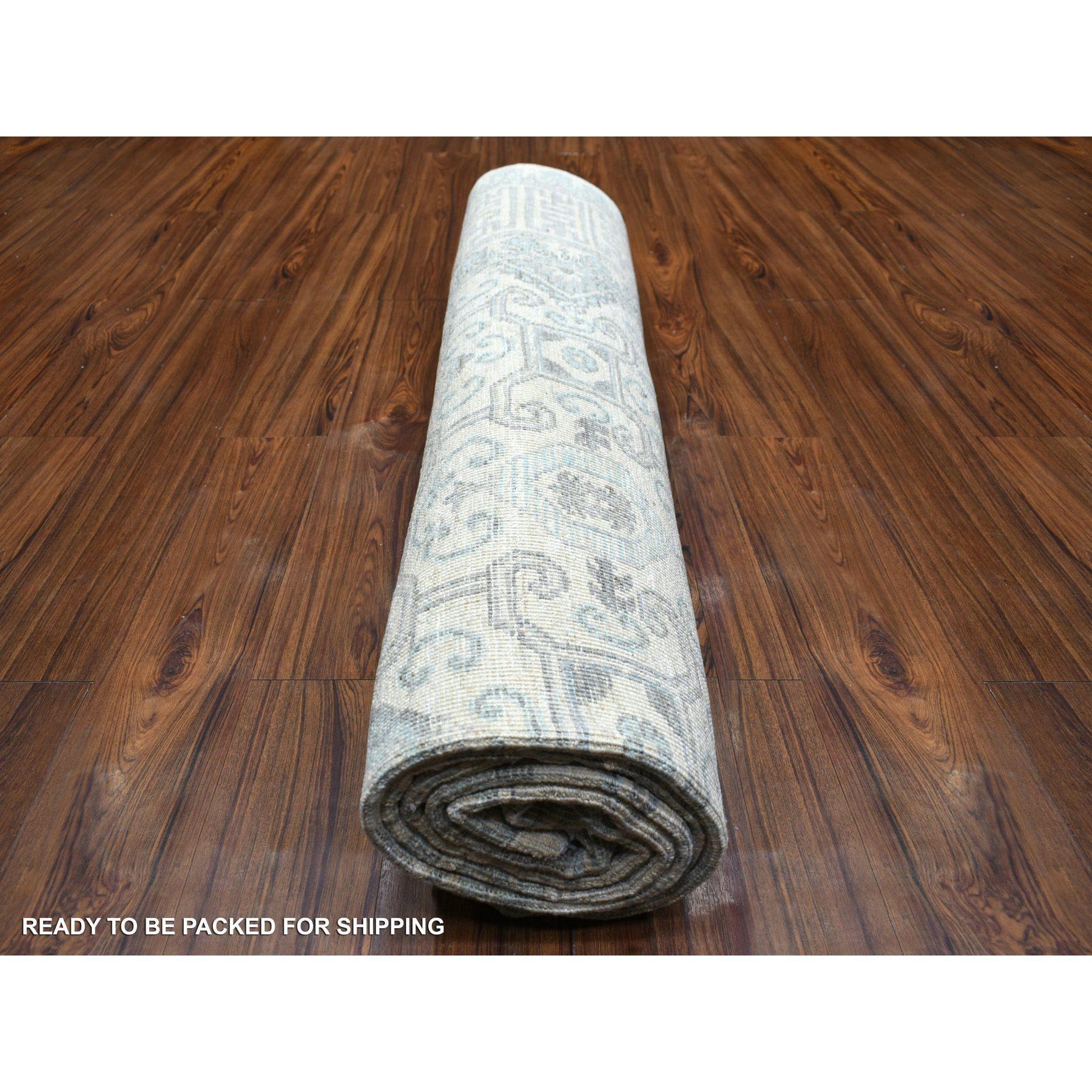 Ivory Milk Wash Peshawar Pure Wool Natural Dyes Hand Knotted Rug 8'1