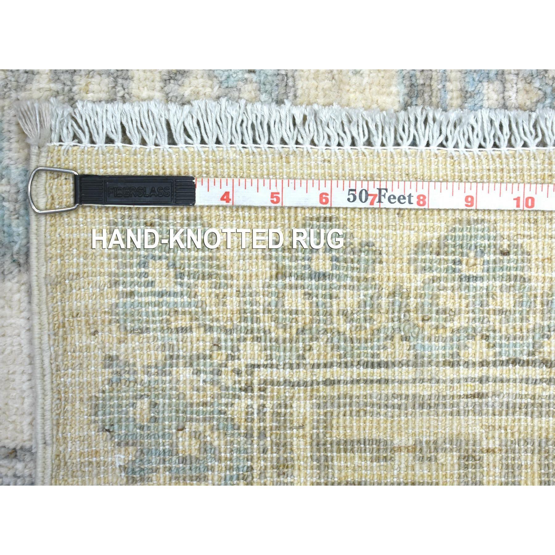 Ivory Milk Wash Peshawar Pure Wool Natural Dyes Hand Knotted Rug 8'1