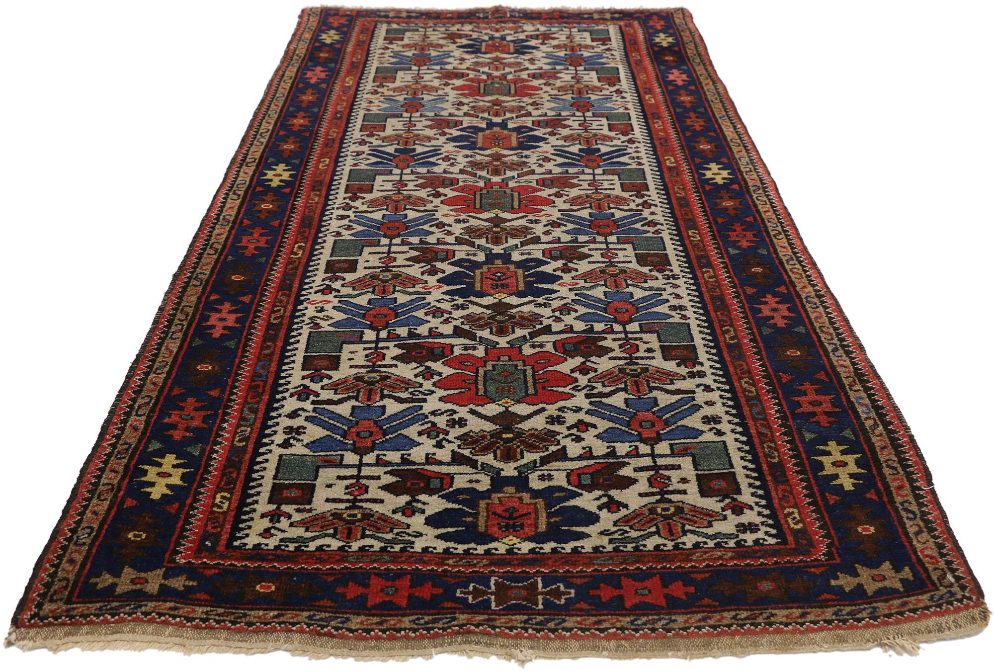 Art Deco Antique Ivory Persian Malayer Rug  Tribal Elegance Meets Timeless Style For Sale