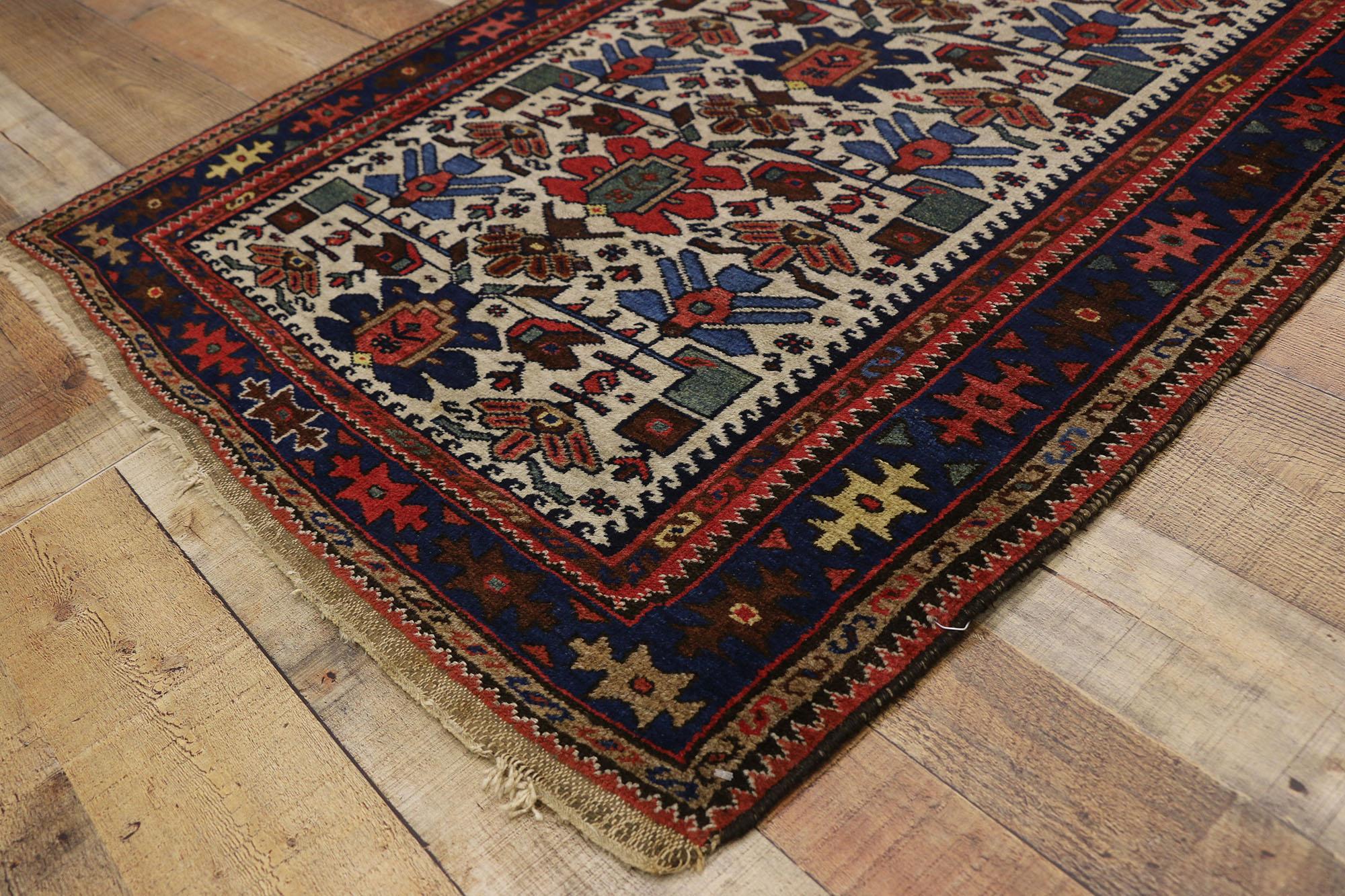 20th Century Antique Ivory Persian Malayer Rug  Tribal Elegance Meets Timeless Style For Sale
