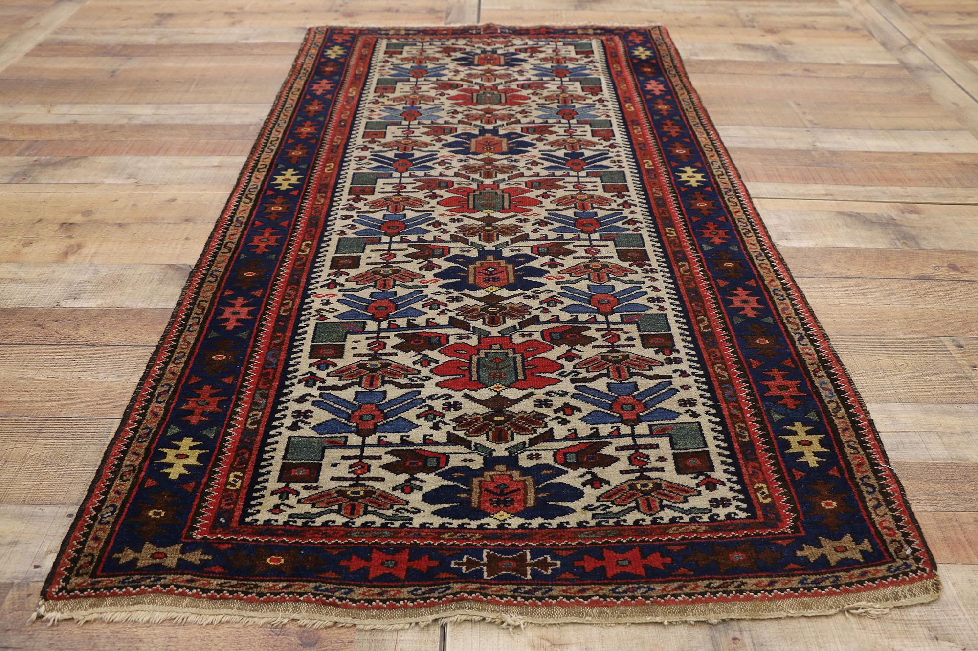 Wool Antique Ivory Persian Malayer Rug  Tribal Elegance Meets Timeless Style For Sale