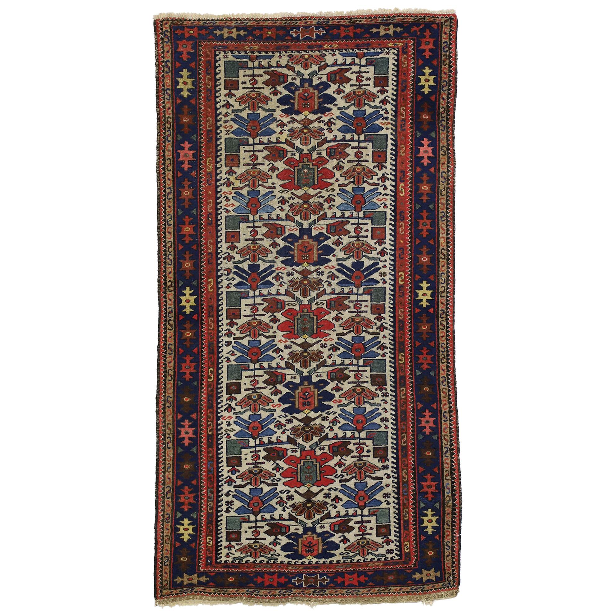 Antique Ivory Persian Malayer Rug  Tribal Elegance Meets Timeless Style For Sale