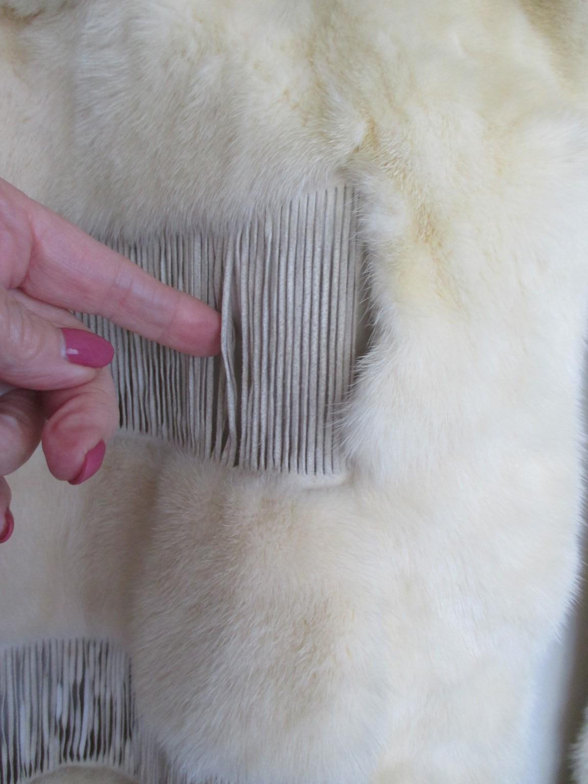 Women's or Men's Ivory Mink Fur Leather Fringe Cape For Sale