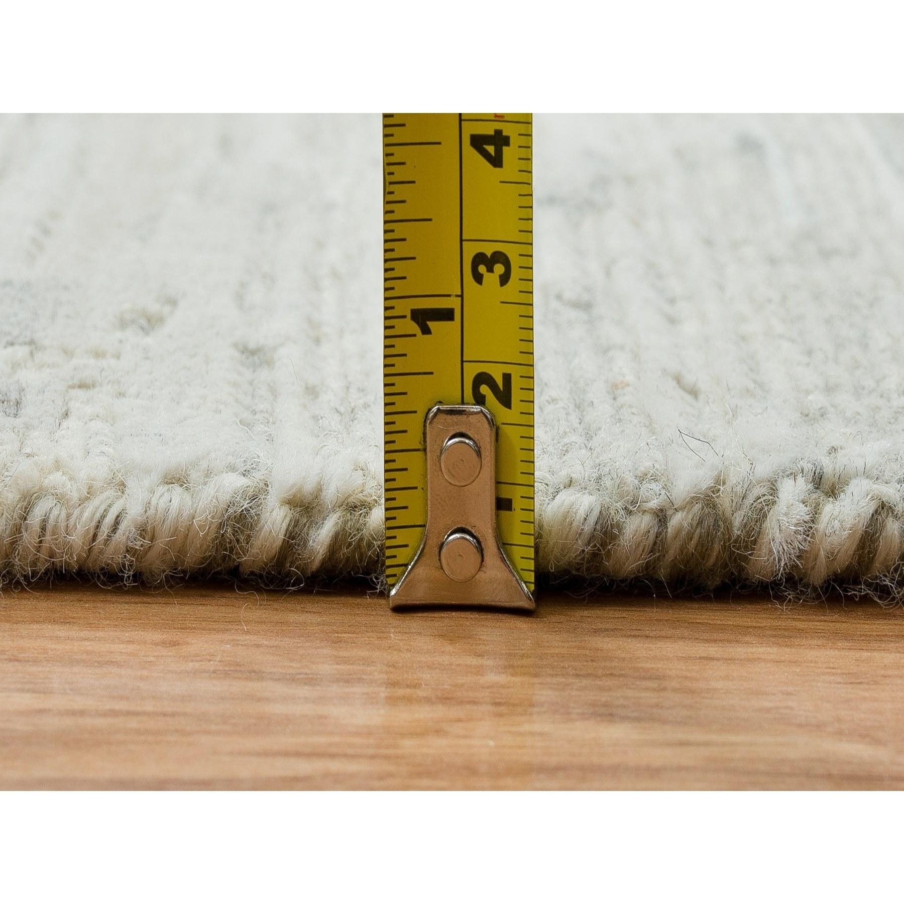 Ivory Modern Design Undyed Natural Wool Hand Knotted Round Rugs 9'0