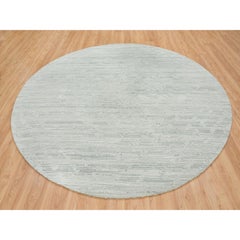Ivory Modern Design Undyed Natural Wool Hand Knotted Round Rug 9'0" x 9'0"