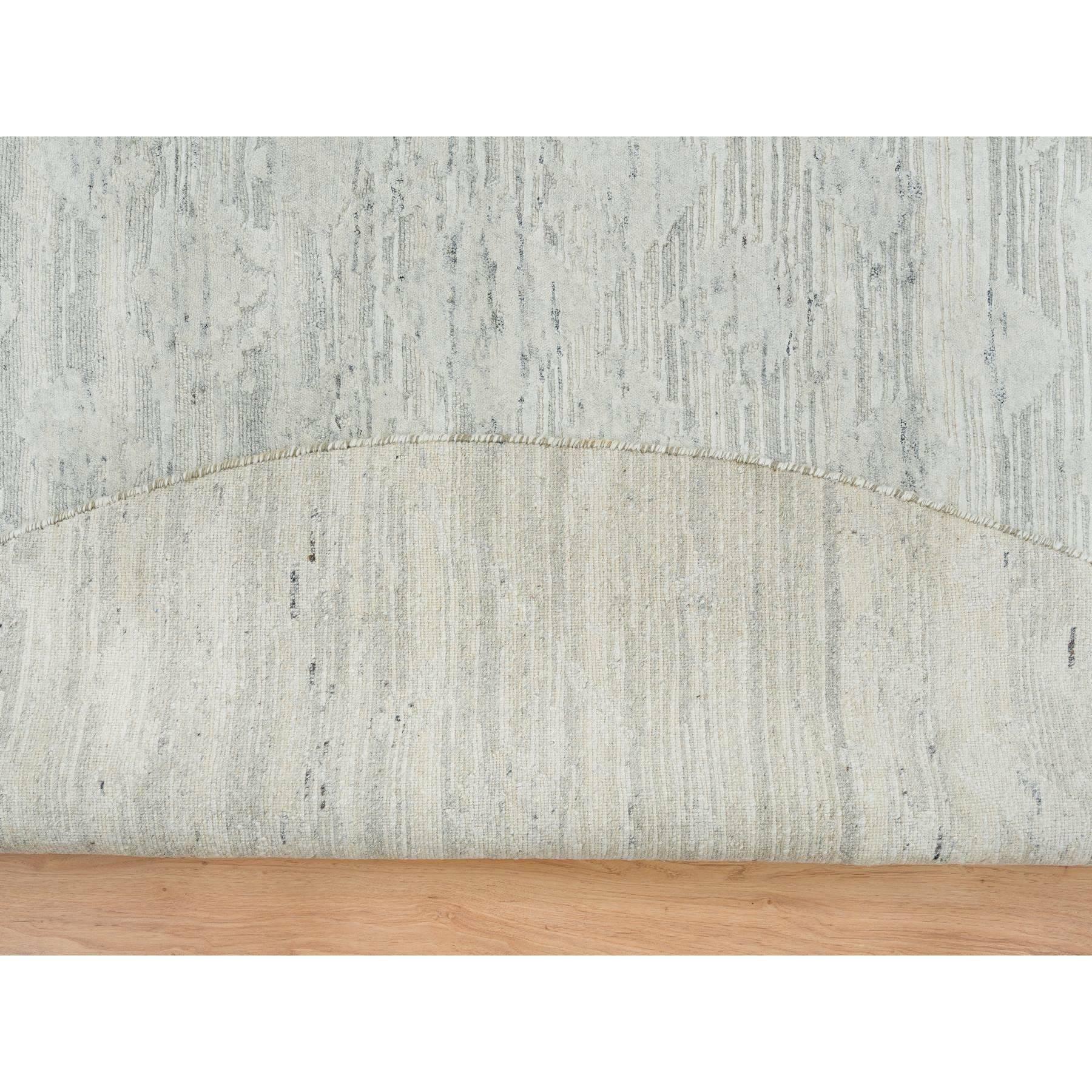 Indiano Ivory Modern Design Undyed Natural Wool Hand Knotted Round Rugs 9'0