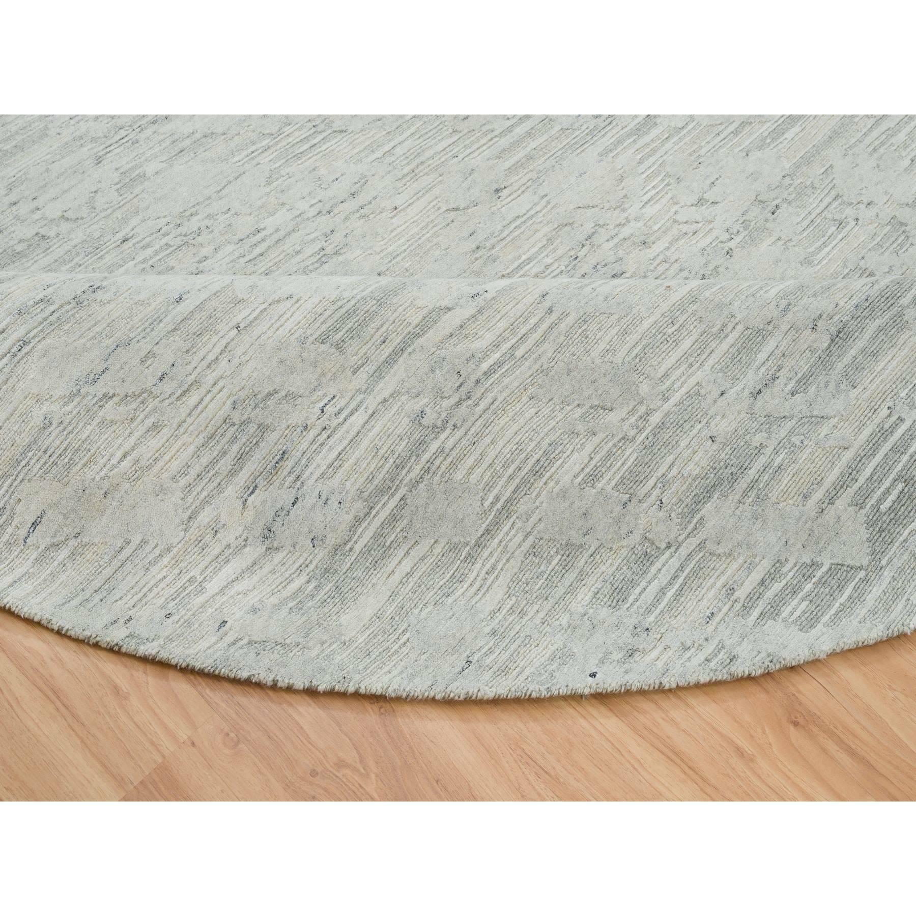 Ivory Modern Design Undyed Natural Wool Hand Knotted Round Rugs 9'0
