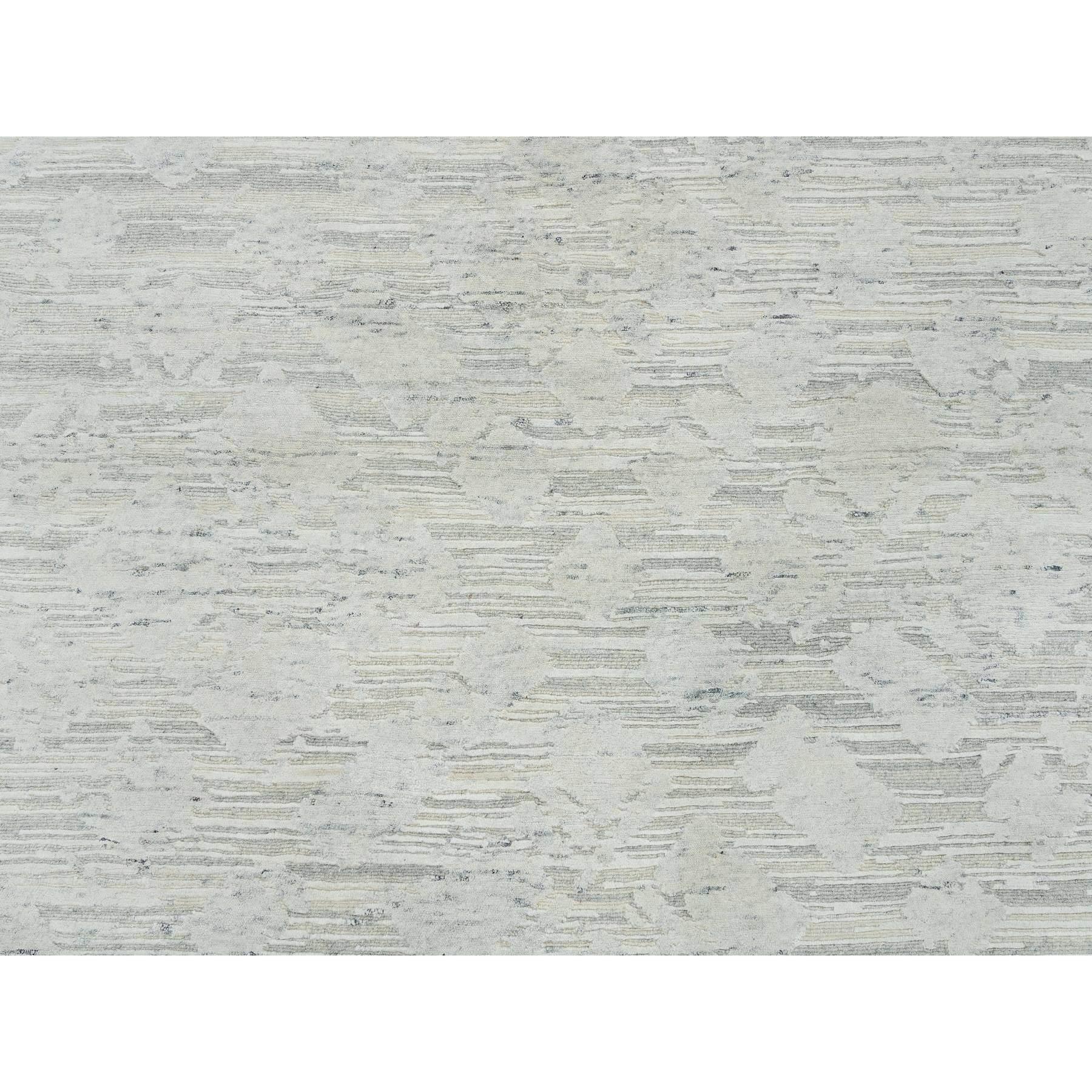 Lana Ivory Modern Design Undyed Natural Wool Hand Knotted Round Rugs 9'0