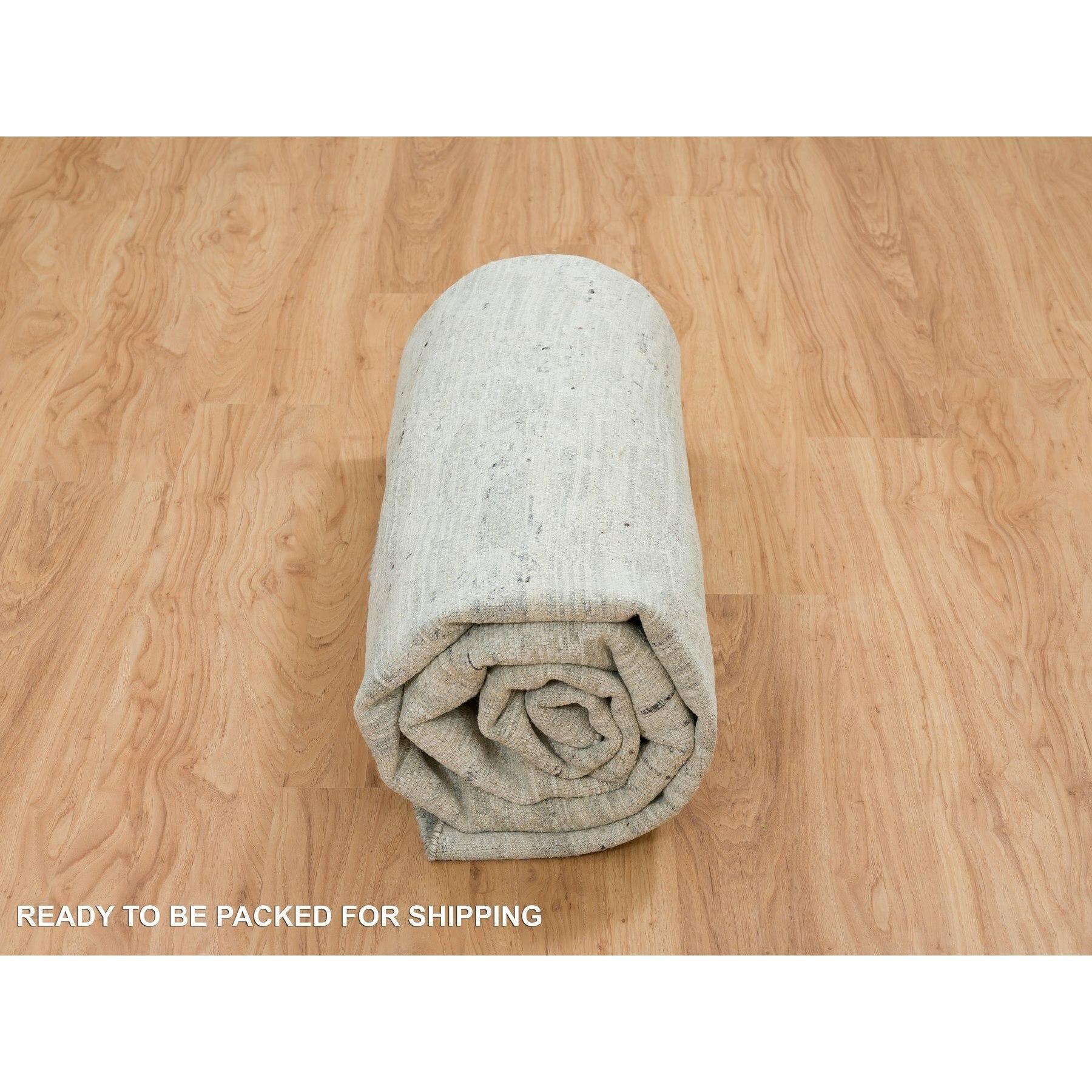 Ivory Modern Design Undyed Natural Wool Hand Knotted Round Rugs 9'0